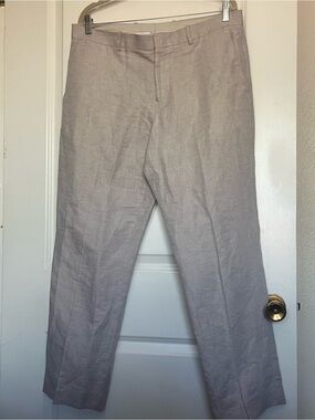 Perry Ellis Light Gray Linen-Blend Chinos - Classic Straight Fit